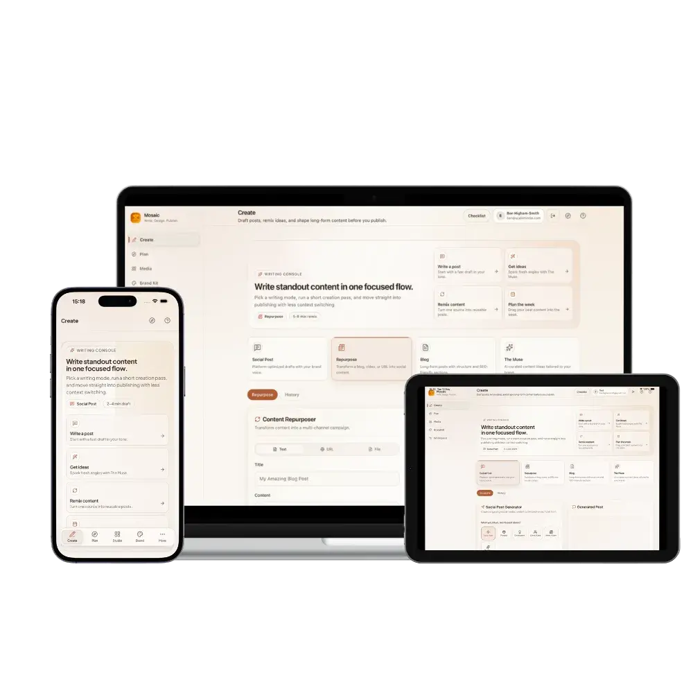 Mosaic content operations engine multi-device suite showcase