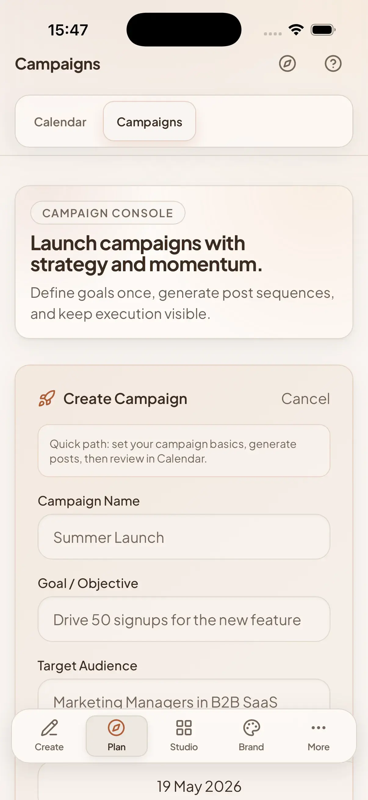 Campaign Console wizard