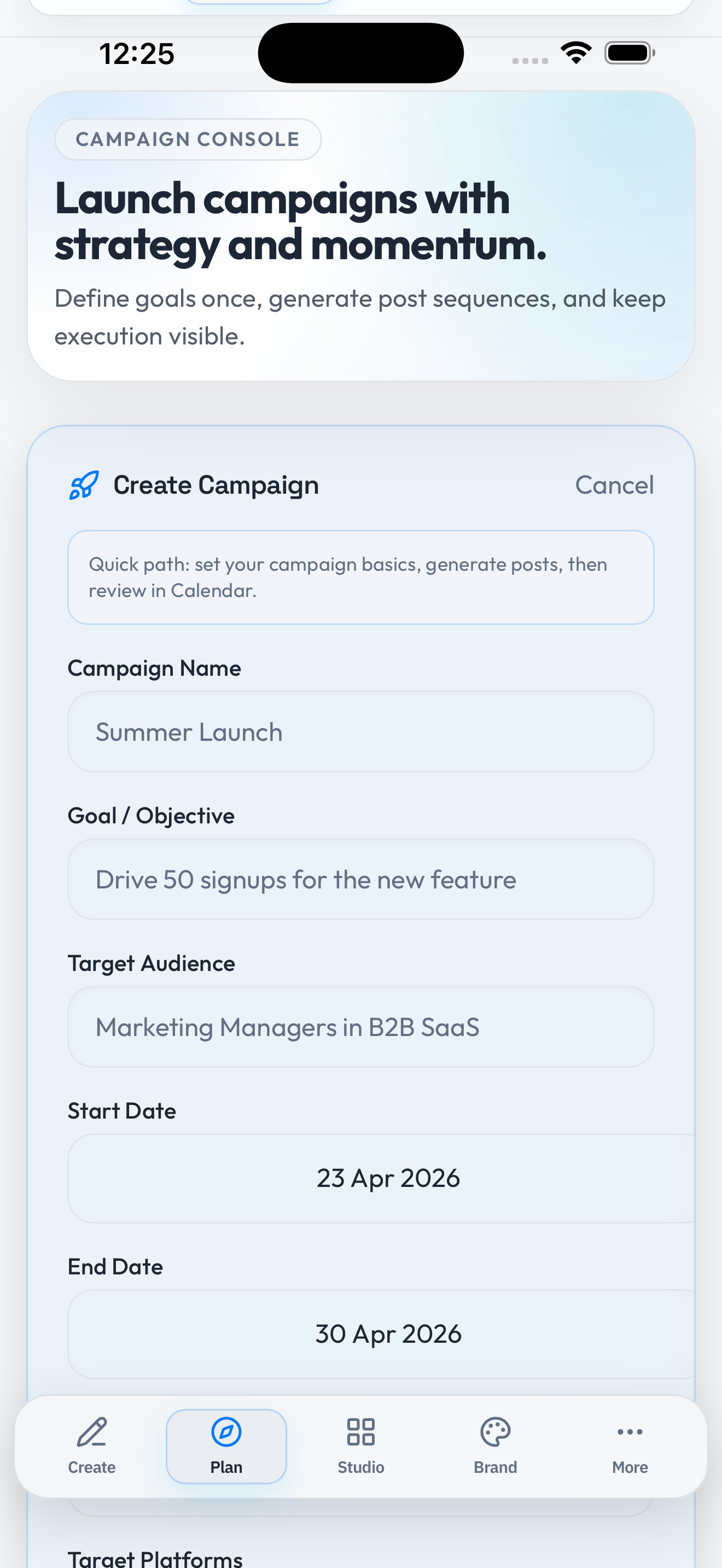 Campaign Console wizard